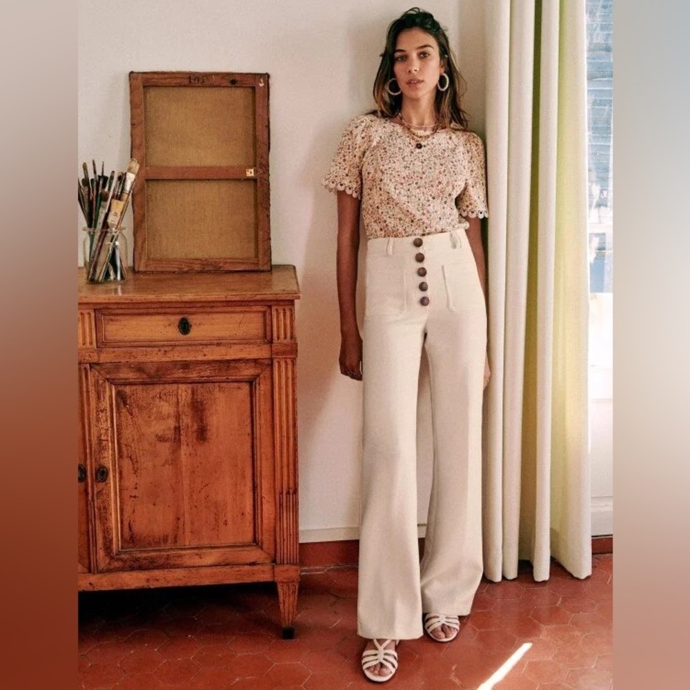 NWT Sezane Chuck Trousers in ecru